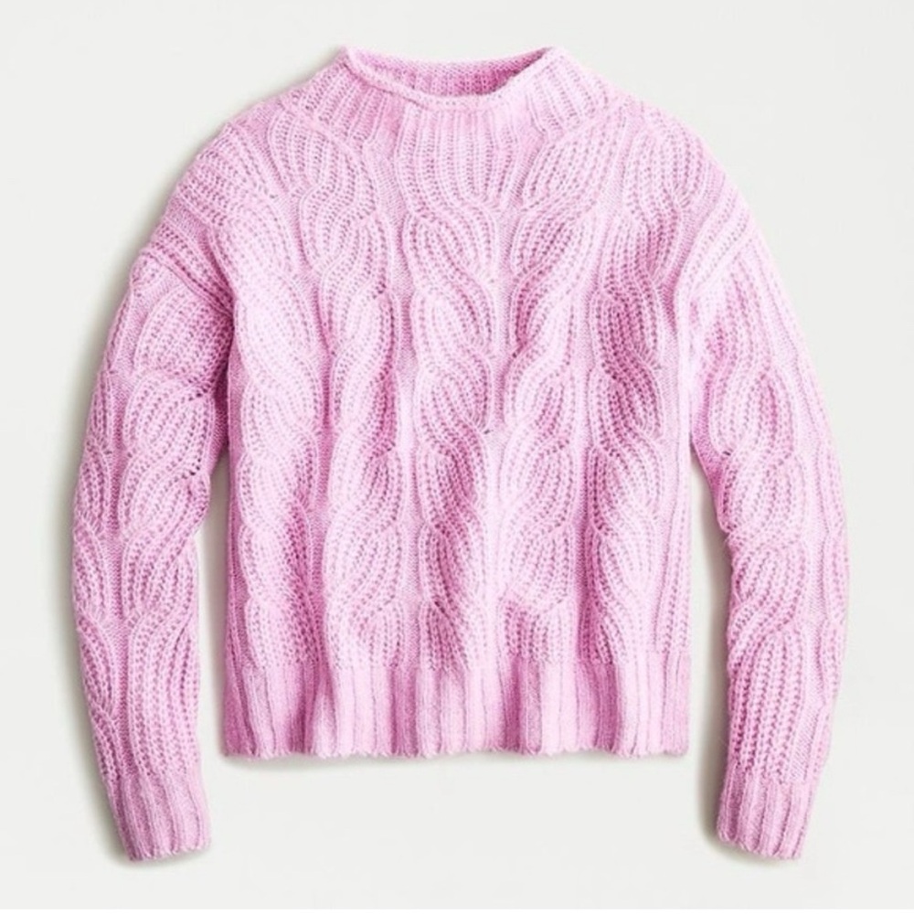 J.Crew classic pink pointelle cable sweater small